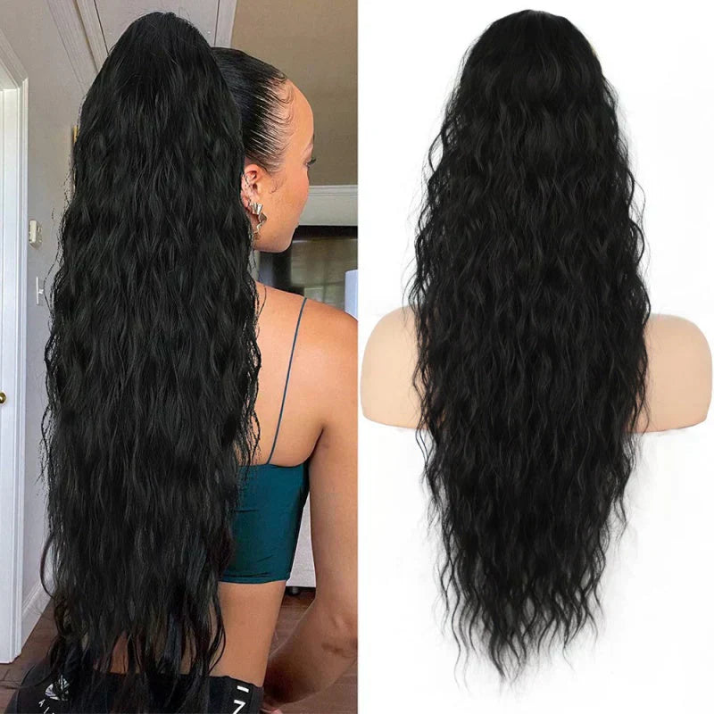 💇‍♀️ 50% RABATT! ✨ 18 Zoll Lockige, Gewellte Haarverlängerung mit Pferdeschwanz – Frizz-Look, Einfach Anzubringen & Perfekt für Party & Alltag 🎀