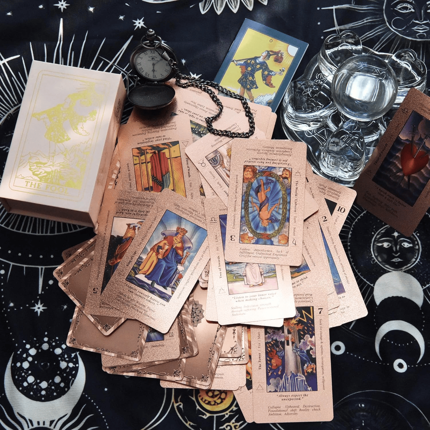 🔮✨ Witchy Cauldron Tarotkarten-Set – Roségold, Inklusive Begleitbuch & Wasserdichte Folien 🎴📖