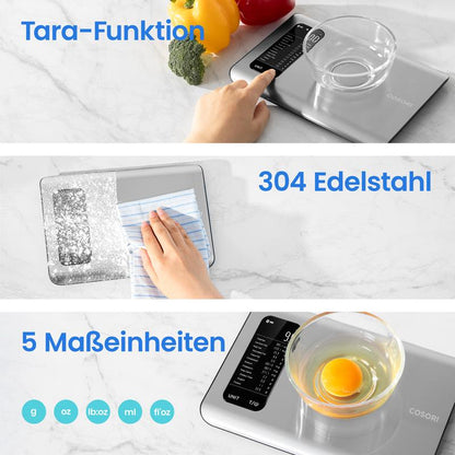 ⚖️📊 Küchenwaage digital – misst 19 Nährwerte & Kalorien per App, 5kg Edelstahl 🥗✅ für gesunde Ernährung & Gewichtsverlust