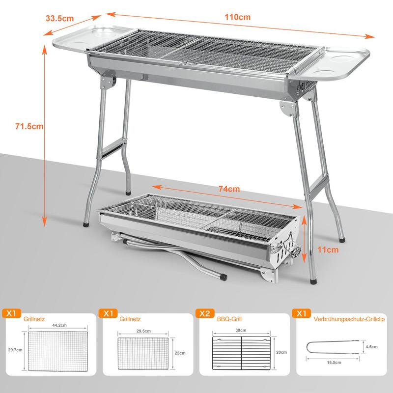 🔥 60% RABATT ! Klappbarer Outdoor-Grill aus Edelstahl – Perfekt für Camping, Garten & BBQ-Partys 🍖
