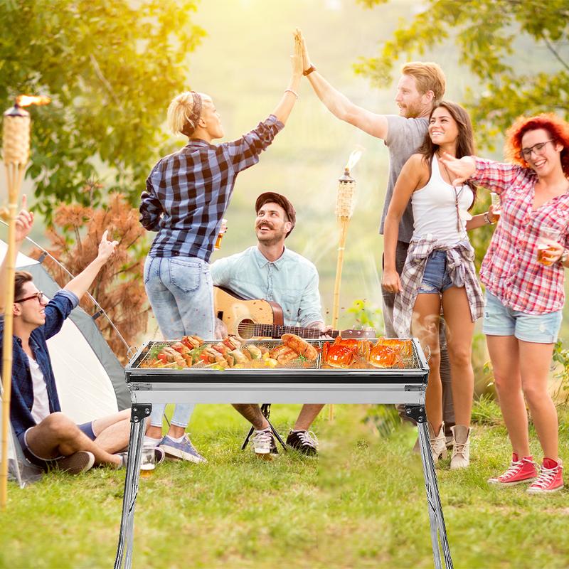 🔥 60% RABATT ! Klappbarer Outdoor-Grill aus Edelstahl – Perfekt für Camping, Garten & BBQ-Partys 🍖