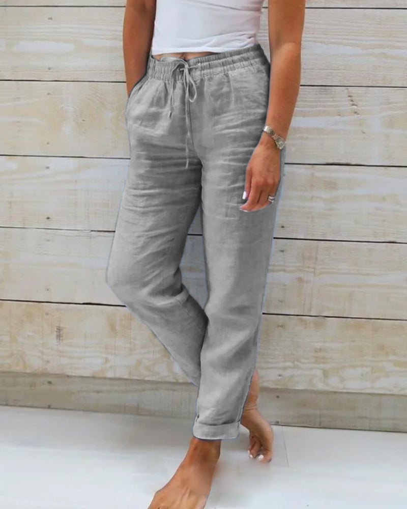 🌿 Damenhose aus Baumwolle & Leinen mit Elastischem Bund – Bequem, Atmungsaktiv & Lässiger Look 🥰