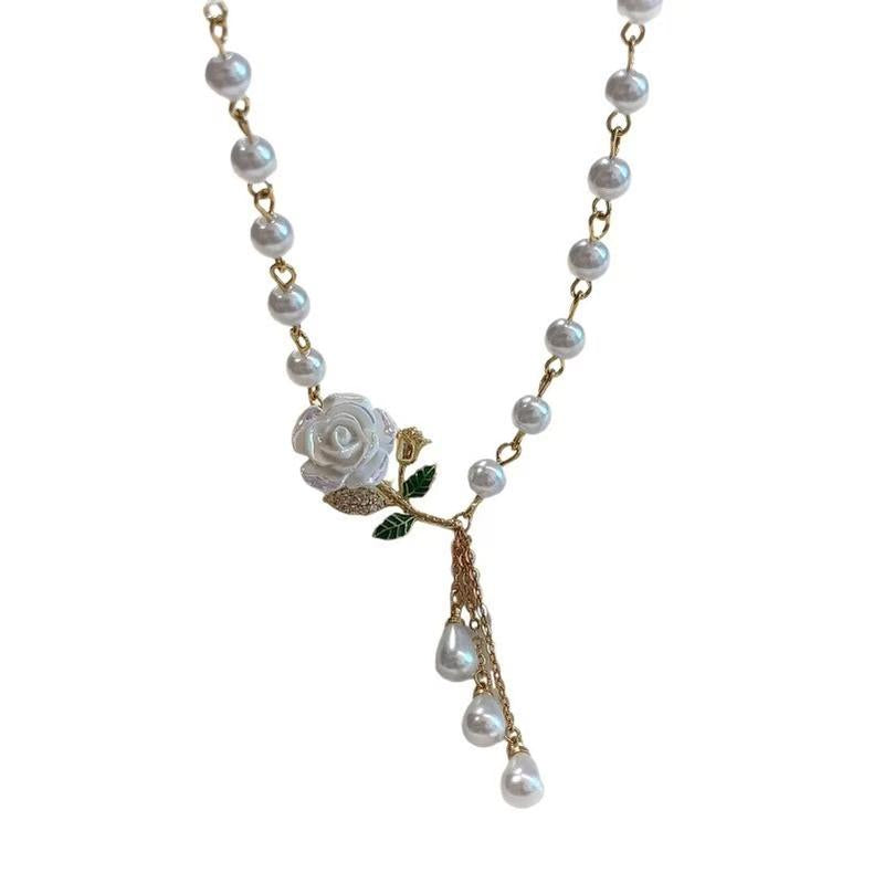 ✨Damen Halskette mit Rosen und Perlen ✨ Romantisch, Elegant & Zeitlos