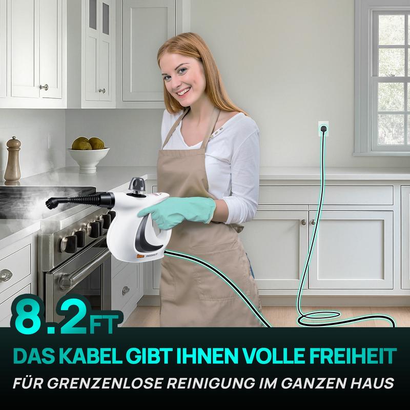 💎 53% RABATT! 💎 Hand-Multiflächen-Dampfreiniger mit Druckboost – 12-teiliges Set, Chemiefrei & 99,9 % Keimabtötung