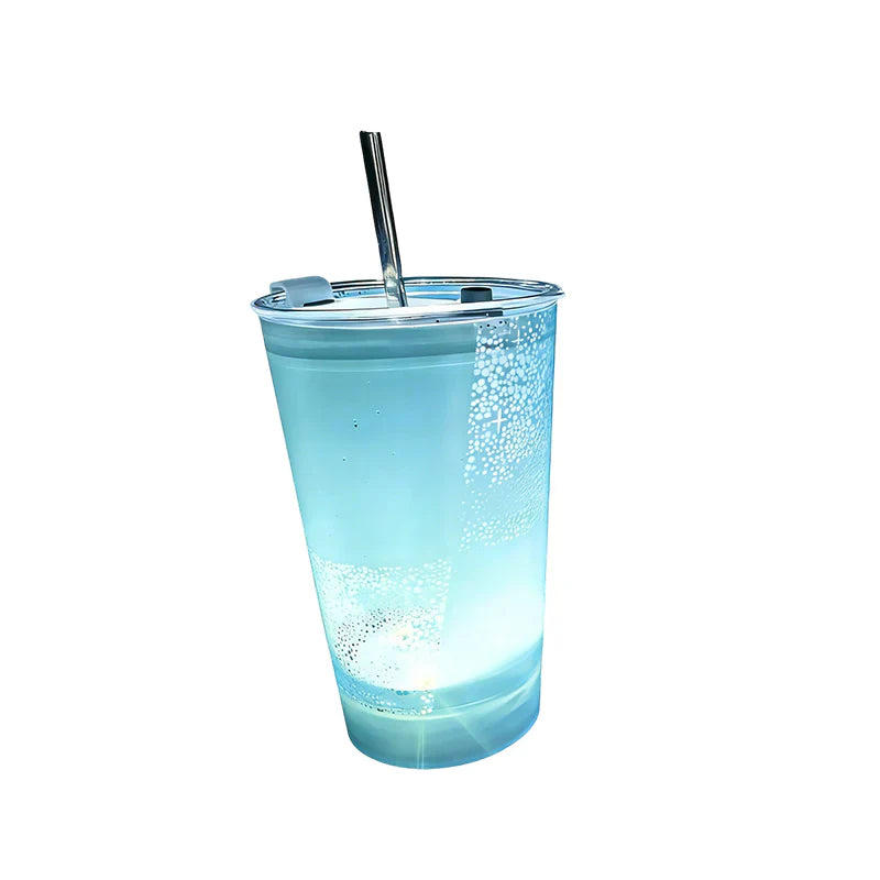 🥤Wasseraktivierter LED-Leuchtbecher mit Strohhalm – Für Partys, Bars & Veranstaltungen✨