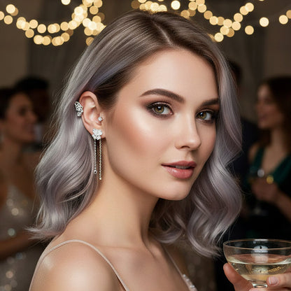 💕Schlichte Ohrclips mit Schmetterlings- und Blumenmotiv & Quasten – Elegant & bequem, ohne Ohrloch 🌸🦋