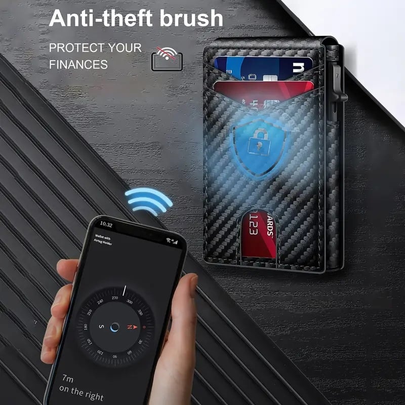 🧳 Flaches Pop-up-Portemonnaie: RFID-Schutz + Carbonfaser-Textur – Schneller Kartenzugriff & Sichere Aufbewahrung!