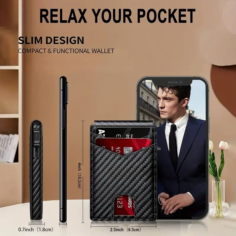 🧳 Flaches Pop-up-Portemonnaie: RFID-Schutz + Carbonfaser-Textur – Schneller Kartenzugriff & Sichere Aufbewahrung!