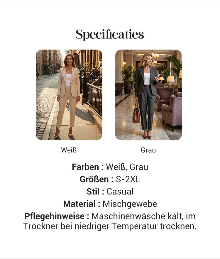 🏆 54% Rabatt !! Damen Business-Anzug – Blazer mit Kragen & Hose, Bügelfrei & Klassischer Look 👖