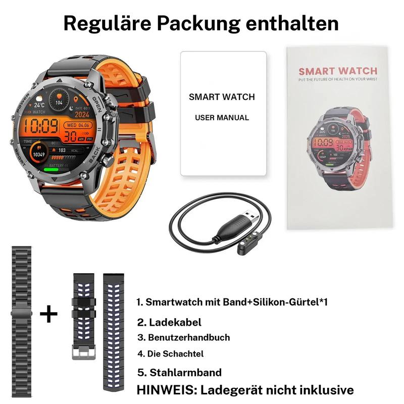 ⌚ 50% Rabatt ！1,52'' HD Smartwatch Herren | Anruf, Musik, IP68 | Lange Akkulaufzeit