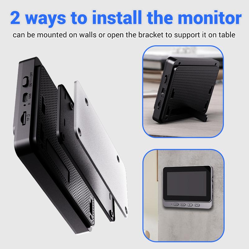 Drahtlose Türklingel-Kamera 🏠 | 1080P HD & 170° Super-Weitwinkel 📹 | 4,3-Zoll-Bildschirm 📱 | IPX65 Wasserdicht 🌧️ | Klare Nachtsicht 🌙 – Immer im Blick!