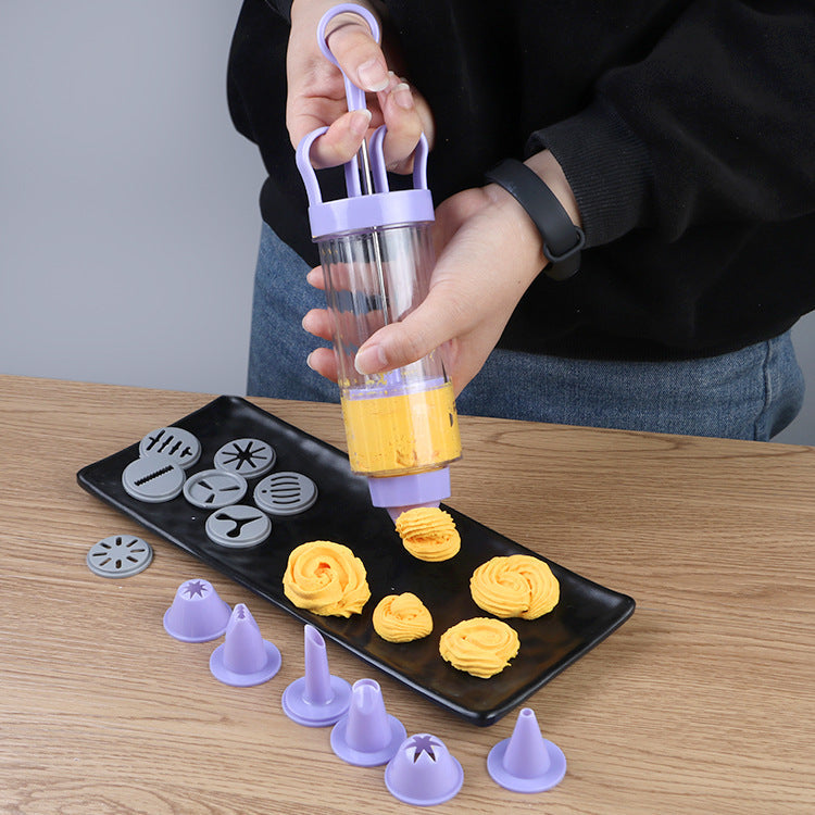 ⏰Edelstahl-Kuchendekorationspistolen-Set💉🏵️🍪