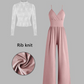 🌞Frühlingserwachen: 50% Rabatt!✨Glamouröser Zweiteiler im Lagen-Look: Weiter V-Ausschnitt Overall & transparentes Spitzen-Shirt