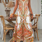 ⌛🔥Limited Edition 2026🎁 Retro-Print V-Ausschnitt Trägerloses Maxikleid für Damen