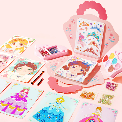 👑 50% RABATT SONDERANGEBOT! ✨ 3-in-1 Prinzessin Ankleid- & Schminkset - Enthält Kronen, Zauberstäbe & Schminke für Kreative Rollenspiele 🧚‍♀️✨