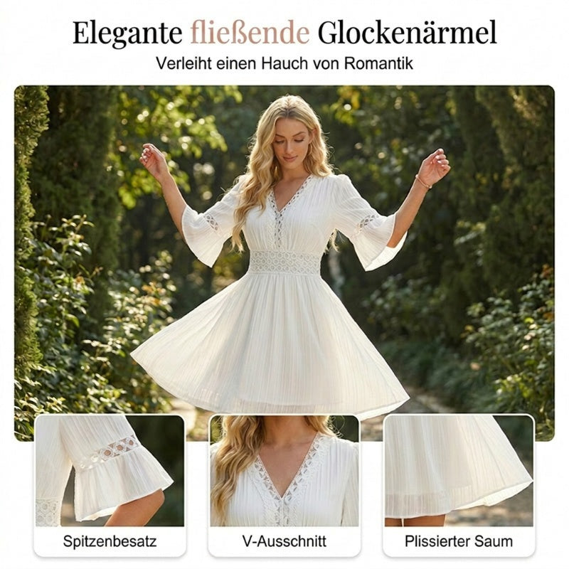 Schickes Kleid mit V-Ausschnitt und Spitzenausschnitten