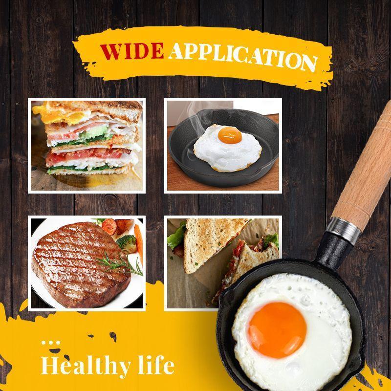 📢📢 JETZT 50 % RABATT & Auf Lager ⏰ 🍳 Mini Antihaft-Eisenpfanne 10 cm – Gesundes Gusseisen, Gleichmäßige Wärme & Holzgriff ✨