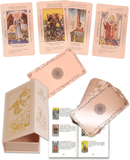 🔮✨ Witchy Cauldron Tarotkarten-Set – Roségold, Inklusive Begleitbuch & Wasserdichte Folien 🎴📖