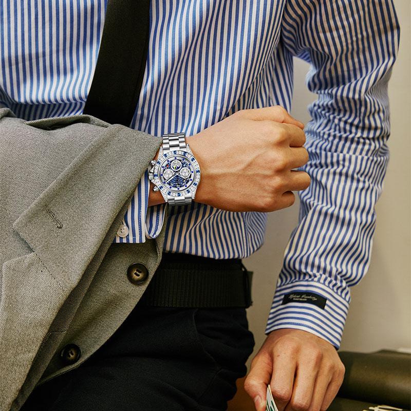 ✨🔮TINAIBIN Zwölf Sternzeichen & Sternenhimmel Diamant Automatikuhr Skelett Herrenuhr