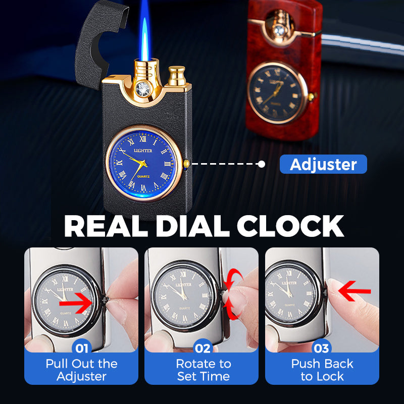 Winddichtes Taschenlampenfeuerzeug mit Uhr