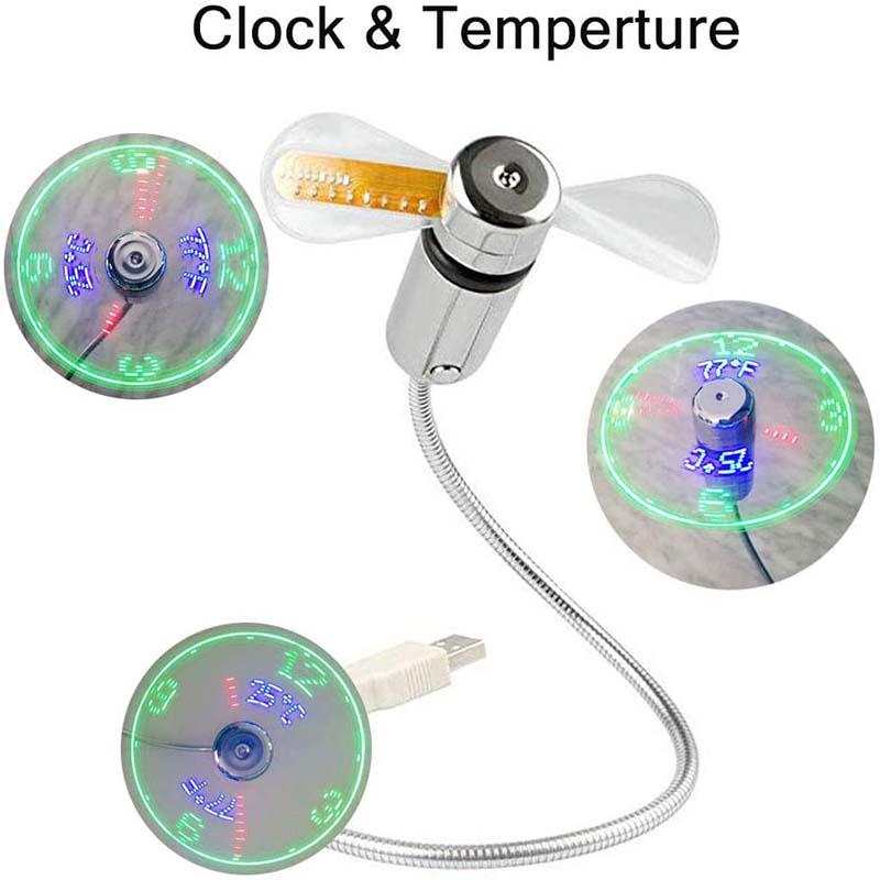 🔥2026 Heiße Produkte USB Ventilator mit LED Uhr & Temperaturanzeige, Flexibler Schwanenhals Lüfter, Leise & Sicher für Büro, Homeoffice & Reisen