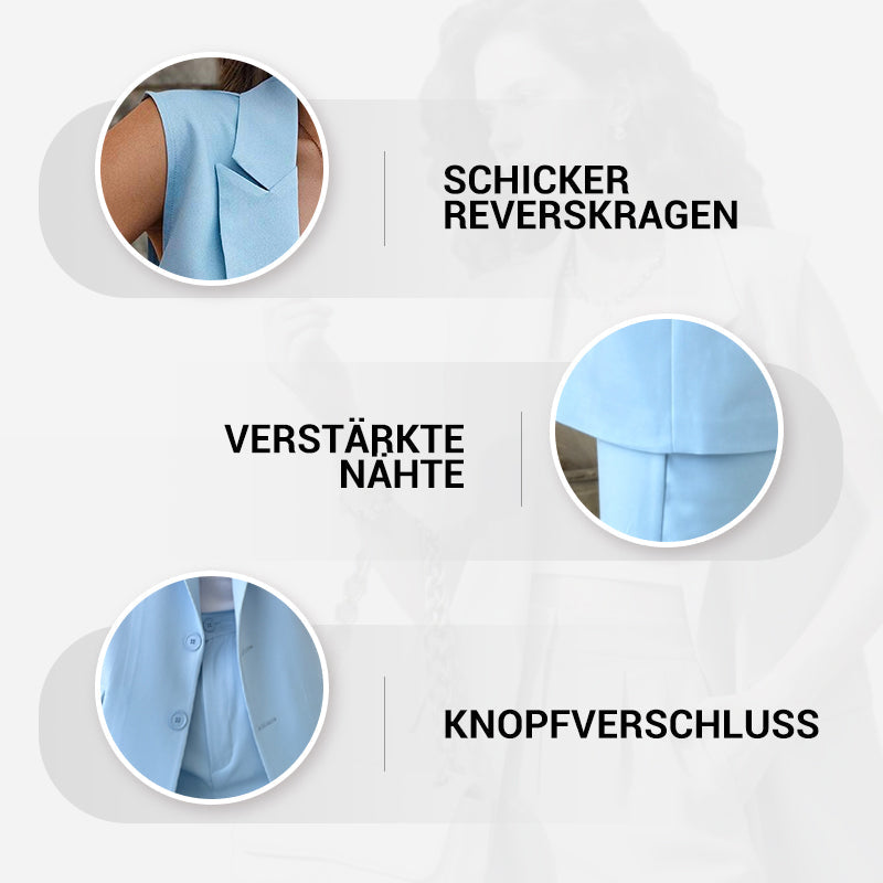 📦Versandkostenfrei !! 💖Stilvolles Set aus ärmellosem Blazer und hoch taillierter Hose für Damen