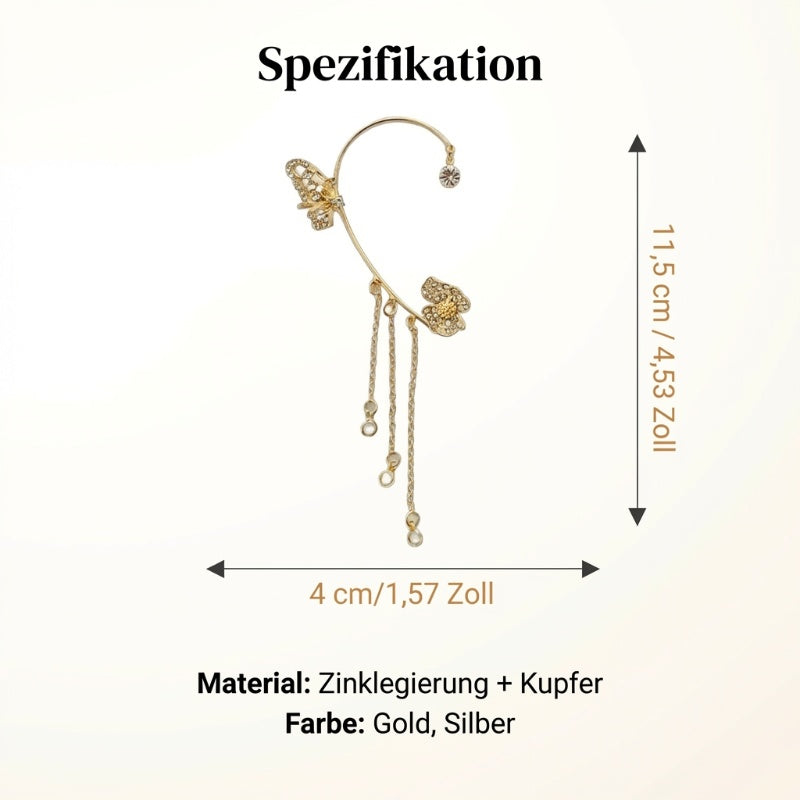 💕Schlichte Ohrclips mit Schmetterlings- und Blumenmotiv & Quasten – Elegant & bequem, ohne Ohrloch 🌸🦋