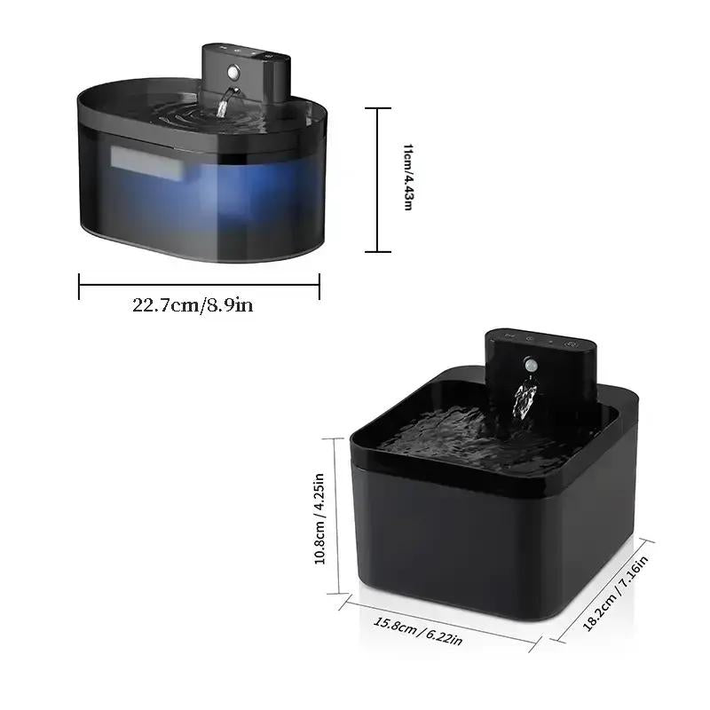 Automatischer Katzenwasserbrunnen, 2,2 l, batteriebetriebener Haustierbrunnen mit Bewegungssensor, kabelloses, geräuschloses Design für Hunde und Katzen