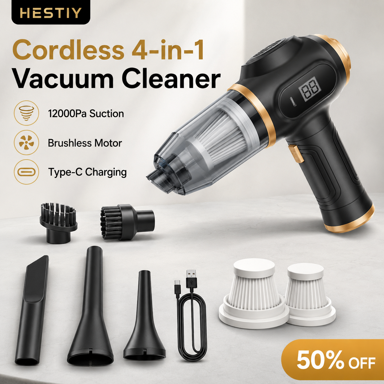 🚗💨 50 % Rabatt!🔋 Kabelloser 4-in-1-Autostaubsauger – Starke Saugkraft, lange Akkulaufzeit, entfernt mühelos Staub, Krümel und Tierhaare – für ein blitzsauberes Auto in wenigen Minuten 🧹✨