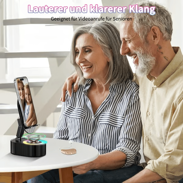 ✨ 2025 Upgrade Handyhalter mit Ein-Touch-Lautsprecher, Powerbank und warmem Umgebungslicht! 🌟