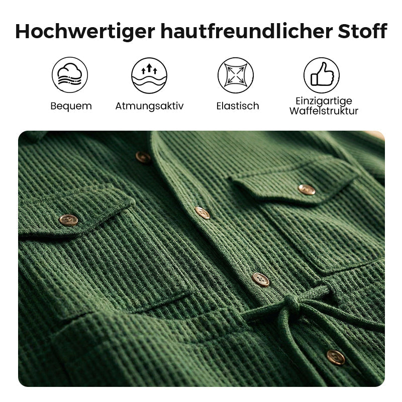 🔥Herren-Set aus Waffel-Button-Down-Jacke und Hose