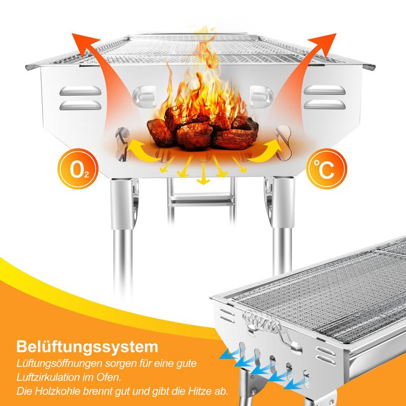 🔥 60% RABATT ! Klappbarer Outdoor-Grill aus Edelstahl – Perfekt für Camping, Garten & BBQ-Partys 🍖