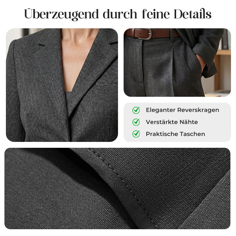 🏆 54% Rabatt !! Damen Business-Anzug – Blazer mit Kragen & Hose, Bügelfrei & Klassischer Look 👖