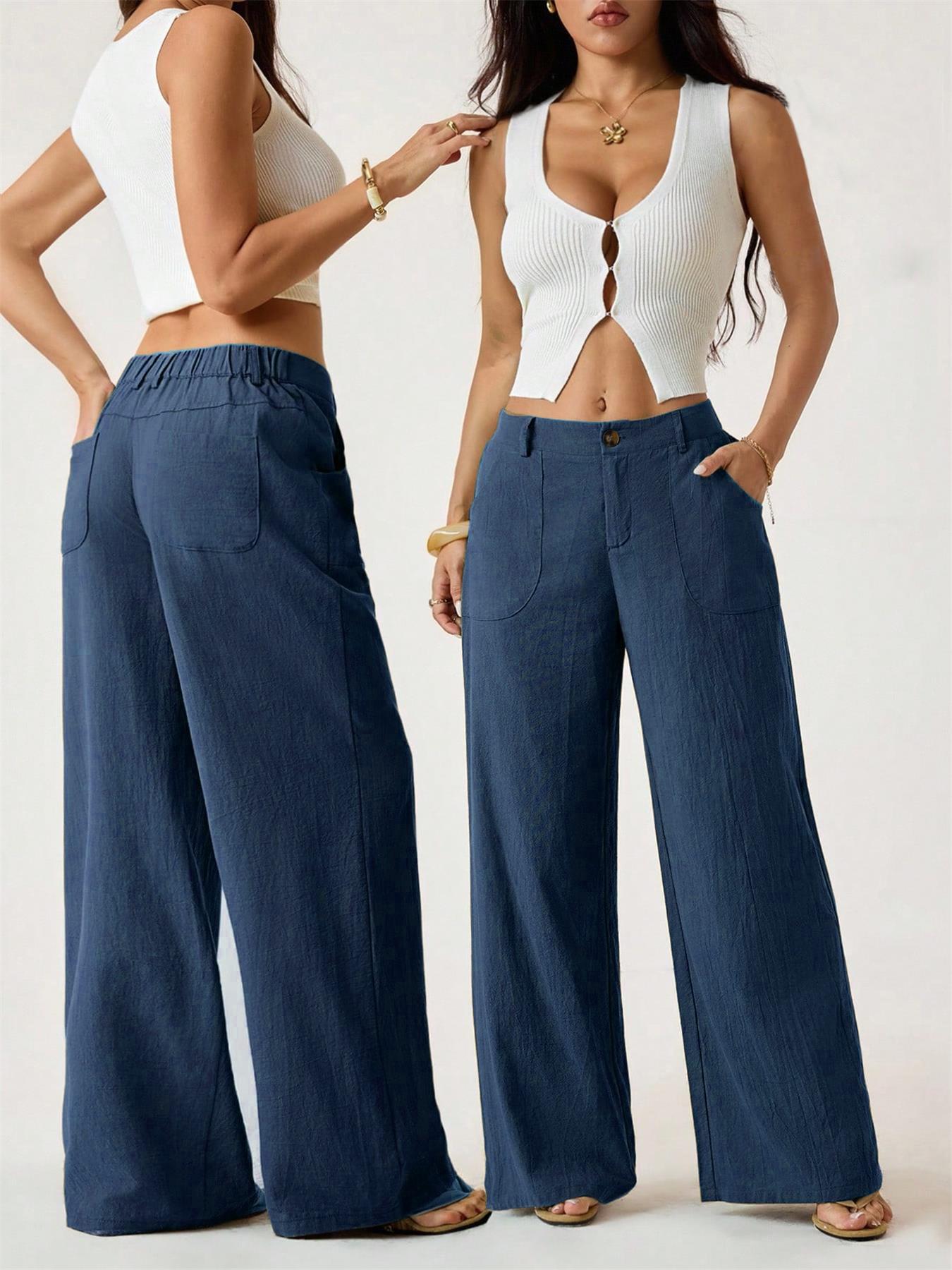 🔥 HALBPREIS DEAL ☀️ Lässige Damen Loungehose aus Baumwoll-Leinen-Mix 👖 Fließend, gerades Bein & hoher Bund – perfekt für Sommer & Alltag 🌸