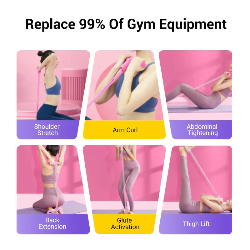 💎💪Multifunktionales Pedal-Widerstandsband, elastisches Zugseil für das Fitnesstraining, Ganzkörpertraining für das Heim-Fitnessstudio, Sit-ups, Yoga, Bauchmuskeltraining – Summervibes