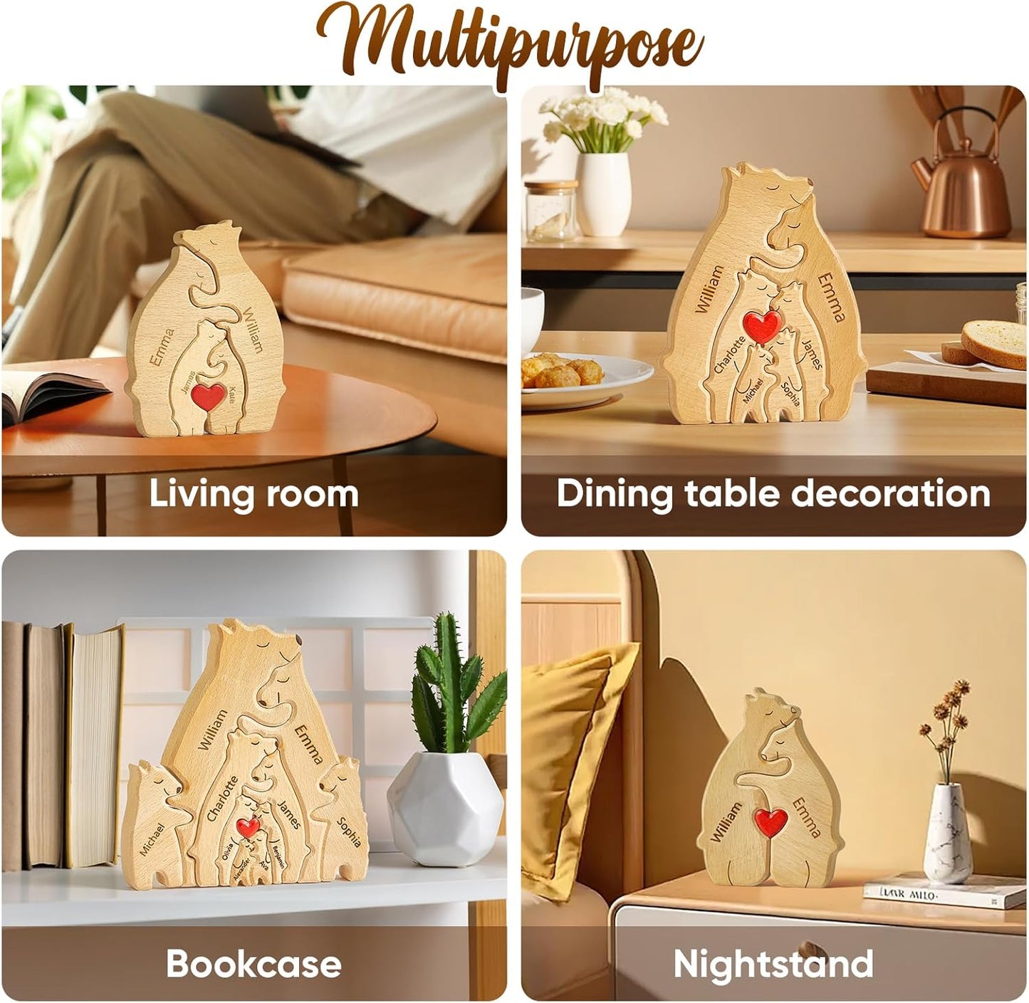 🧩❤️🫂Bärenfamilie Umarmung Holzdekoration für Kinder🐻🎁