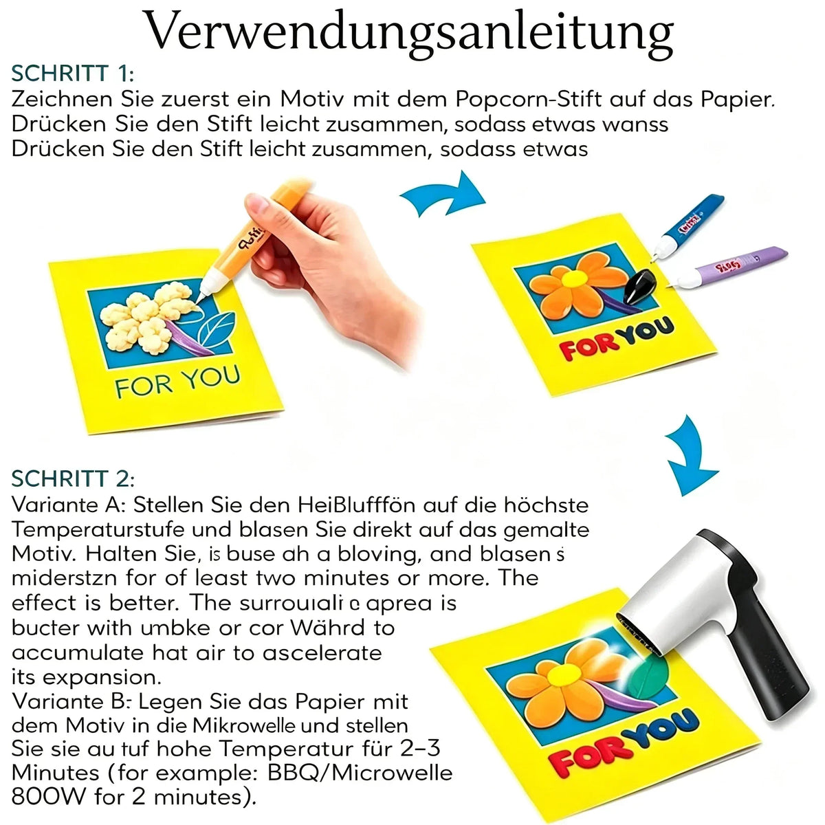 🔥HEISSER SALE 2026🔥💥50.000+ VERKAUFT!🎄🎁Magische Popcorn-Stifte mit Blaseneffekt, wärmeaktivierte Popcorn-Stifte, DIY-3D-Kunstmarker für Kinderbastelprojekte