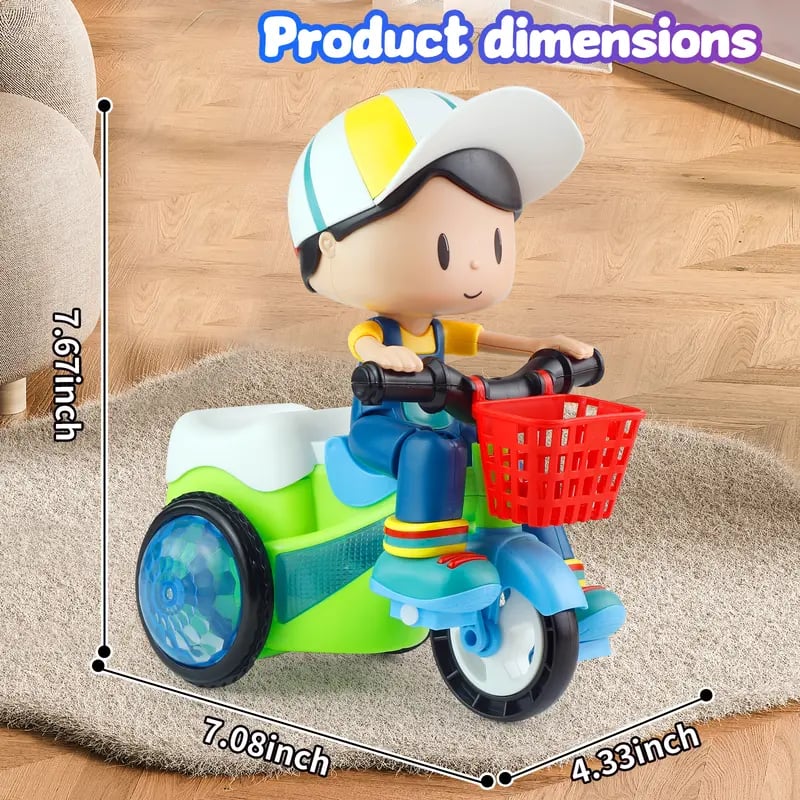 🛴 50 % RABATT!✨ Sorgt für tollen Spielspaß – Elektrisches Stunt‑Dreirad, Lichteffekt, strapazierfähig