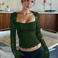 60% RABATT✨Einfarbiges Damen-T-Shirt – Spitzenblumenmuster, Gesplittete Rüschen & Transparente Ärmel für Romantischen Look ✨
