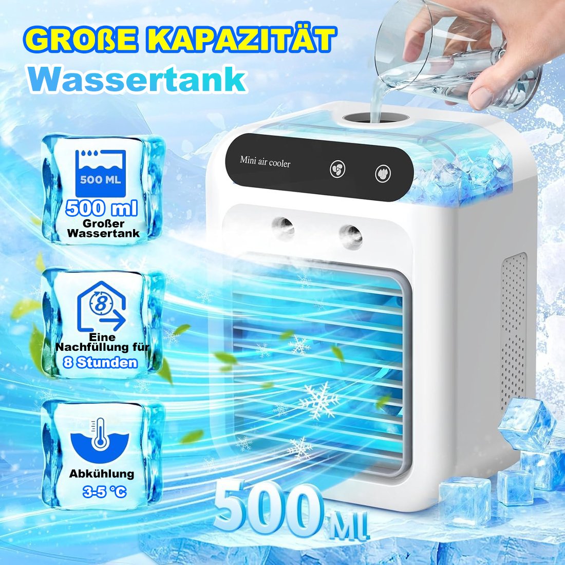 🔥🔥Heißer Verkauf - 49% Rabatt❄️🌬️ Mini Air Cooler 3-in-1 – Kühlt, befeuchtet & duftet! Perfekt für Schreibtisch & Schlafbereich