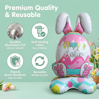 🎁 Oster-Frühbucher-Sale 🐰 Riesen 3D-Steh-Hase-Ballon – selbststehend für festliche Stimmung