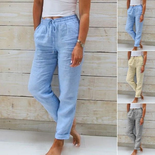 🌿 Damenhose aus Baumwolle & Leinen mit Elastischem Bund – Bequem, Atmungsaktiv & Lässiger Look 🥰