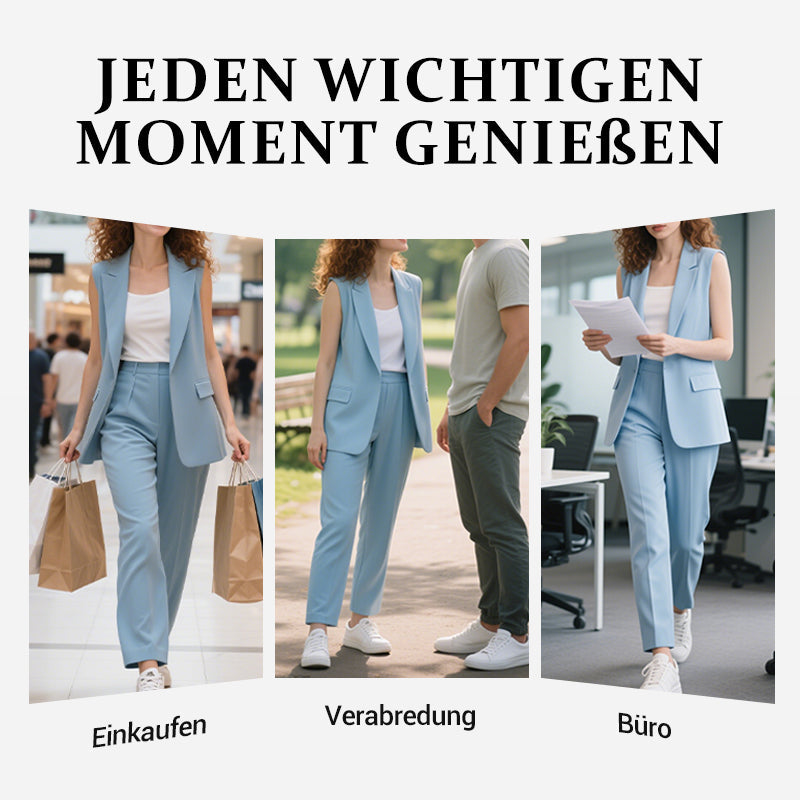 📦Versandkostenfrei !! 💖Stilvolles Set aus ärmellosem Blazer und hoch taillierter Hose für Damen