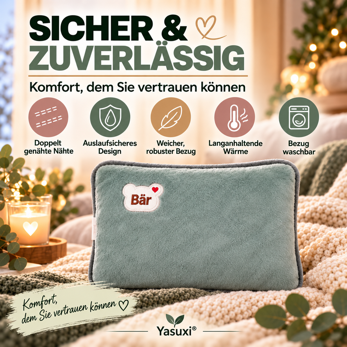 Wiederaufladbare elektrische Wärmflasche – Schnelle Heizung & Kuschelweicher Bezug