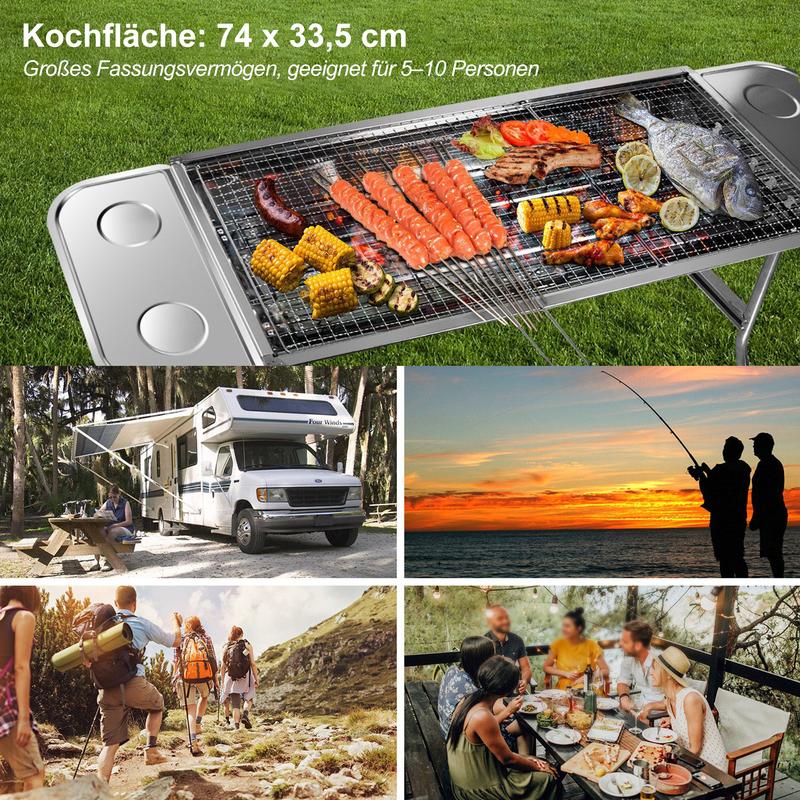 🔥 60% RABATT ! Klappbarer Outdoor-Grill aus Edelstahl – Perfekt für Camping, Garten & BBQ-Partys 🍖