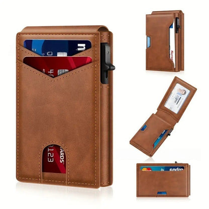 🧳 Flaches Pop-up-Portemonnaie: RFID-Schutz + Carbonfaser-Textur – Schneller Kartenzugriff & Sichere Aufbewahrung!