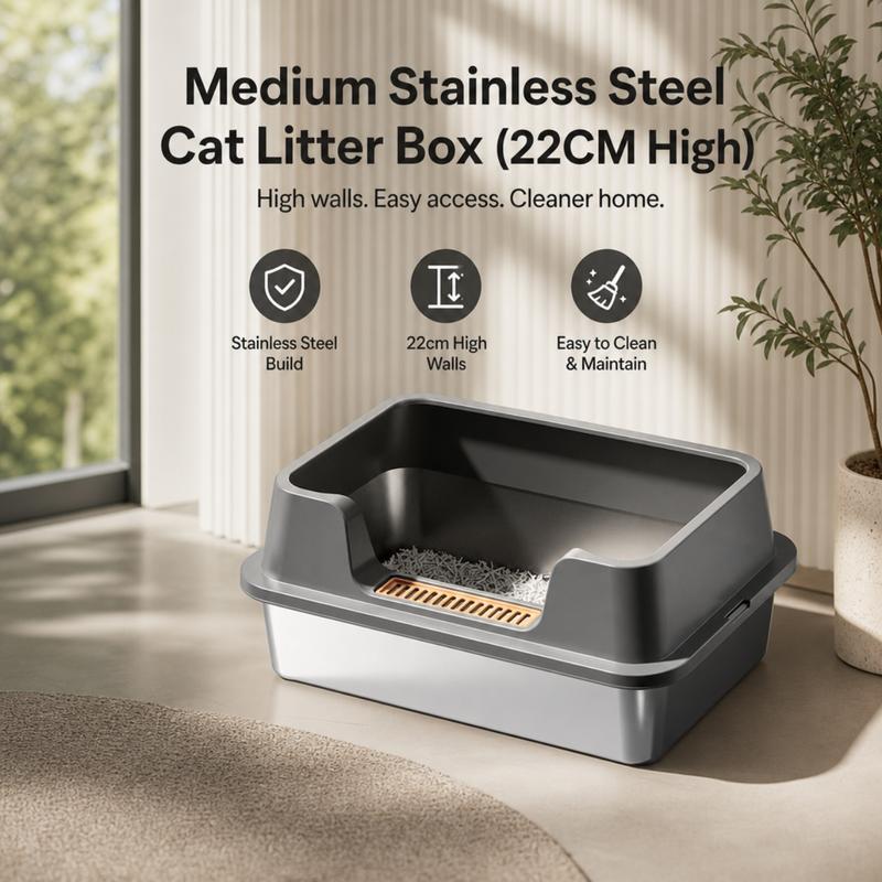 😺 50% RABATT! 🛡️ Edelstahl-Katzentoilette – Geruchsdicht, streusicher & leicht zu reinigen – Ideal für Mehrkatzen-Haushalte 🐾