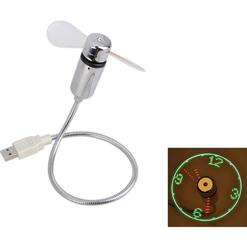 🔥2026 Heiße Produkte USB Ventilator mit LED Uhr & Temperaturanzeige, Flexibler Schwanenhals Lüfter, Leise & Sicher für Büro, Homeoffice & Reisen