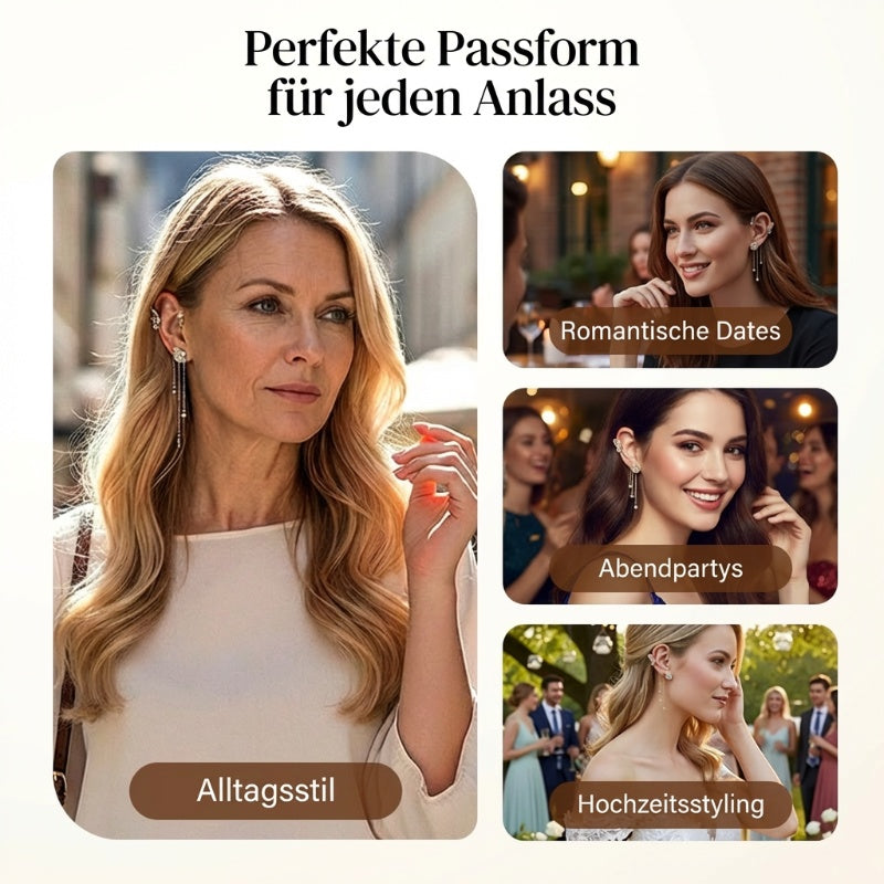 💕Schlichte Ohrclips mit Schmetterlings- und Blumenmotiv & Quasten – Elegant & bequem, ohne Ohrloch 🌸🦋