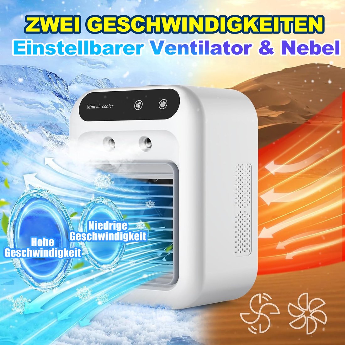 🔥🔥Heißer Verkauf - 49% Rabatt❄️🌬️ Mini Air Cooler 3-in-1 – Kühlt, befeuchtet & duftet! Perfekt für Schreibtisch & Schlafbereich